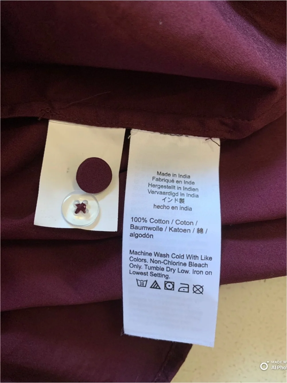 Madewell Medium V-Neck Button Front Top With Neck Tie in Dark Pomegranate NWOT